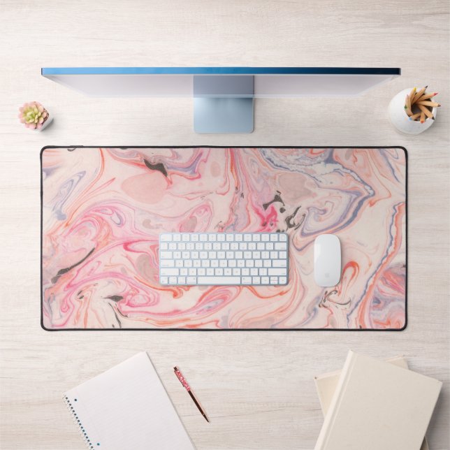 Blush Pink, Grey, and Purple Marbling Desk Mat (Office 1)