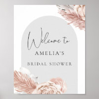Blush Pink Grey Boho Flowers Arch Bridal Shower Po