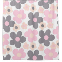 Blush Pink Grey Daisies Retro Dream #1 #retro #art