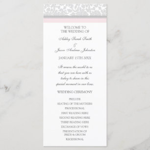 Blush Pink Grey Damask Wedding Program Programme