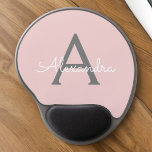 Blush Pink Grey Girly Script Monogram Name Modern Gel Mouse Mat<br><div class="desc">Blush Pink and Grey Monogram Add Your Own Name Mousepad (Mouse Pad). This makes the perfect sweet 16 birthday,  wedding,  bridal shower,  anniversary,  baby shower or bachelorette party gift for someone that loves glam luxury and chic styles.</div>