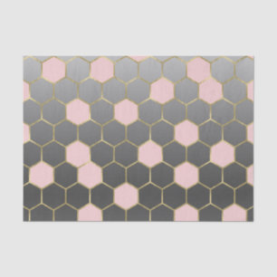 Blush Pink Grey & Gold Hexagon Modern Glam Tissue Paper