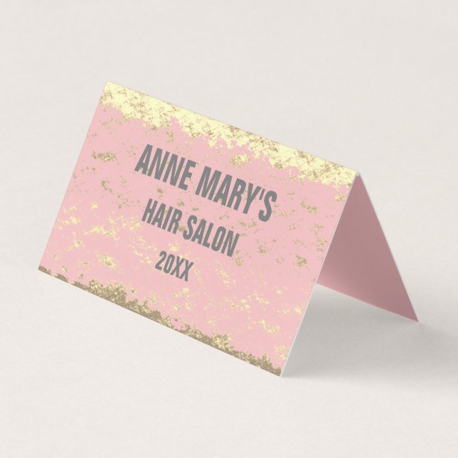 Blush Pink Grey Hair Salon Gold Glitter Patterns Business Card (Front)