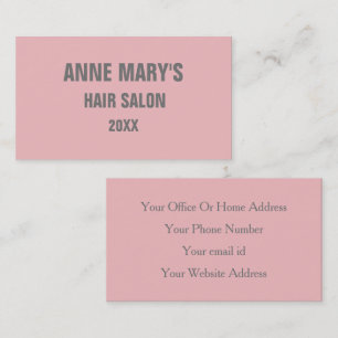 Blush Pink Grey Hair Salon Spa Girly Modern Cute Business Card