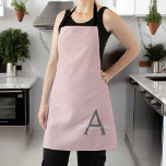 Blush Pink Grey Modern Script Girly Monogram Name Apron<br><div class="desc">Blush Pink and Grey Monogram Name Apron. This makes the perfect sweet 16 birthday,  wedding,  bridal shower,  anniversary,  baby shower or bachelorette party gift for someone that loves glam luxury and chic styles.</div>