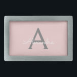 Blush Pink Grey Modern Script Girly Monogram Name Belt Buckle<br><div class="desc">Blush Pink and Grey Simple Script Monogram Name Belt Buckle. This makes the perfect graduation,  sweet 16 16th,  18th,  21st,  30th,  40th,  50th,  60th,  70th,  80th,  90th,  100th birthday,  wedding,  bridal shower,  anniversary,  baby shower or bachelorette party gift for someone that loves glam luxury and chic styles.</div>