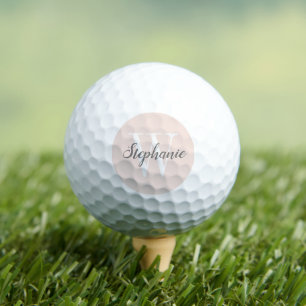 Blush Pink Grey Monogram Personalised Golf Balls