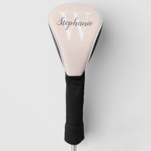Blush Pink Grey Monogram Personalised Golf Head Cover