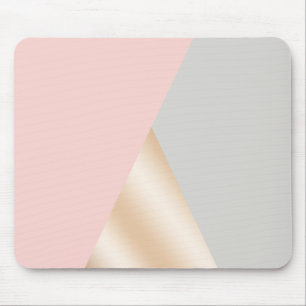 Blush pink, grey & rose gold geometric triangles mouse mat