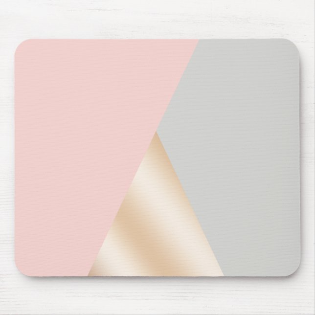 Blush pink, grey & rose gold geometric triangles mouse mat (Front)