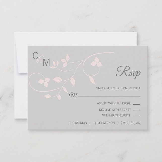 Blush Pink & Grey RSVP Spring Summer Wedding (Front)