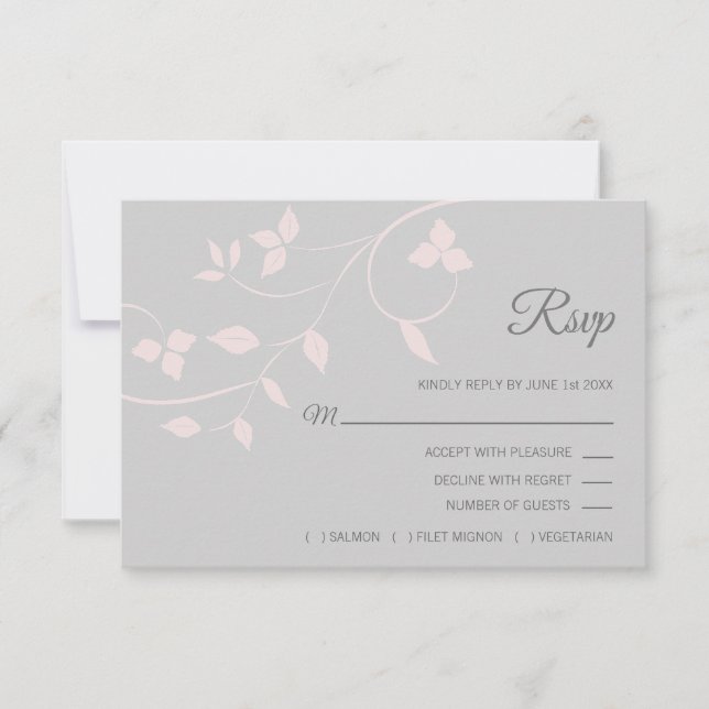 Blush Pink & Grey RSVP Spring Summer Wedding (Front)