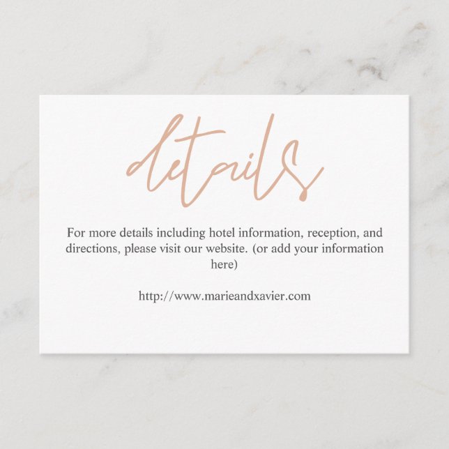 Blush Pink & Grey Typography Script Details Enclosure Card (Front)