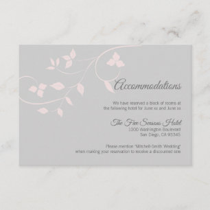 Blush Pink Grey Vine Wedding Accommodation Card