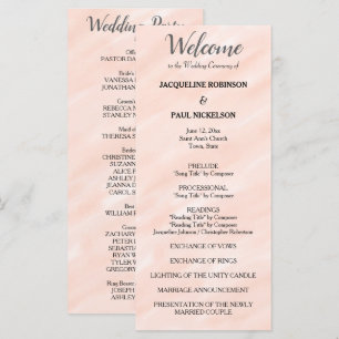 Blush Pink Grey Watercolor Wedding Program Programme