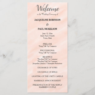 Blush Pink Grey Watercolor Wedding Program Programme