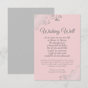 Blush Pink & Grey Wedding Wishing Well Poem Enclosure Card