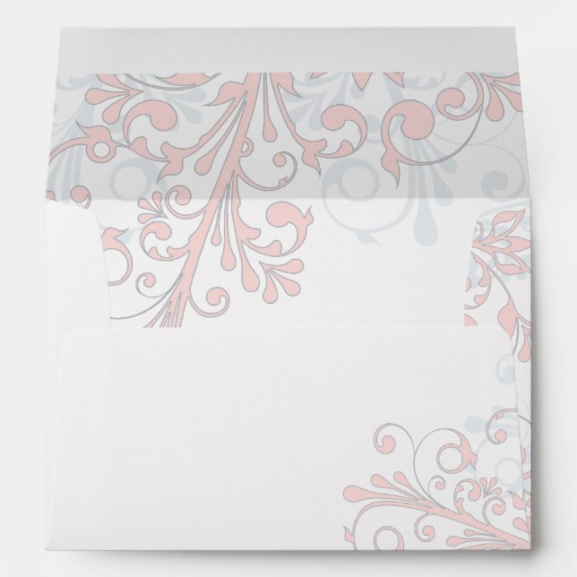 Blush Pink Grey White Floral Wedding A7 Envelopes (Back (Bottom))