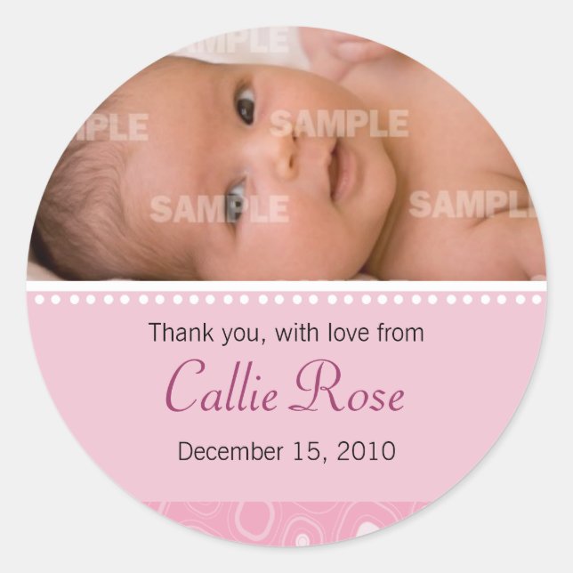 Blush Pink Gumdrop Baby Message Classic Round Sticker (Front)