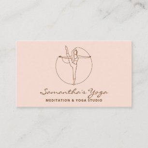 Blush pink Gym Yoga Pilates Meditation Instructor Business Card