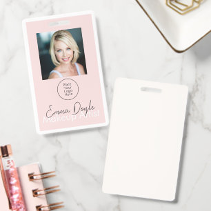 Blush Pink Hair, Makeup & Beauty Studio Branding ID Badge