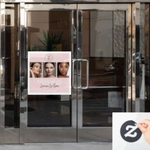 Blush Pink Hair, Makeup & Beauty Studio Branding Window Cling