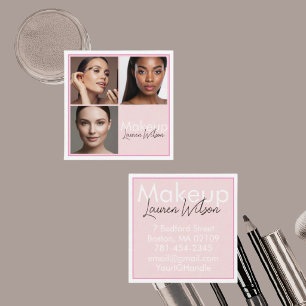 Blush Pink Hair, Makeup & Beauty Studio Square Business Card