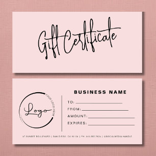 Blush Pink Hair Salon Logo Gift Certificates