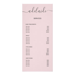 Blush Pink Hair Stylist Price List Service Menu