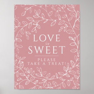 Blush pink hand drawn leaf monogram wedding sweet  poster