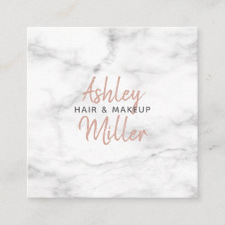 Blush Pink Hand Lettered Script Marble Salon Nails Square Business Card