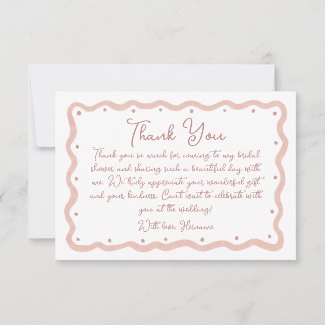 Blush Pink Hand Painted Bridal Shower 01 Thank You Card (Front)