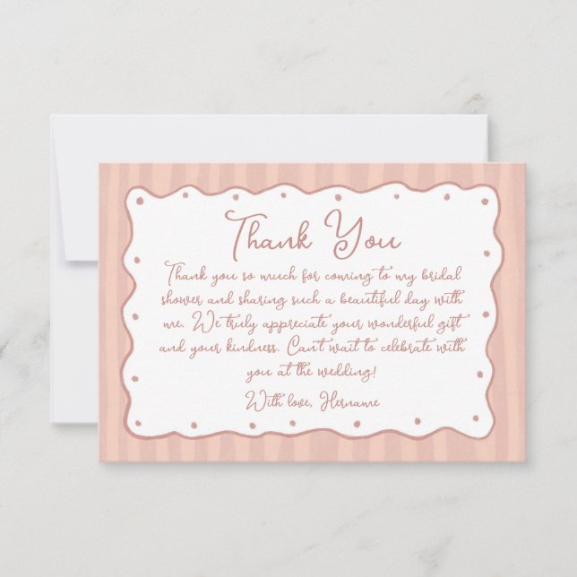Blush Pink Hand Painted Bridal Shower 02 Thank You Card (Front)