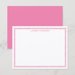 Blush Pink Hand Painted Stripe Border Note card