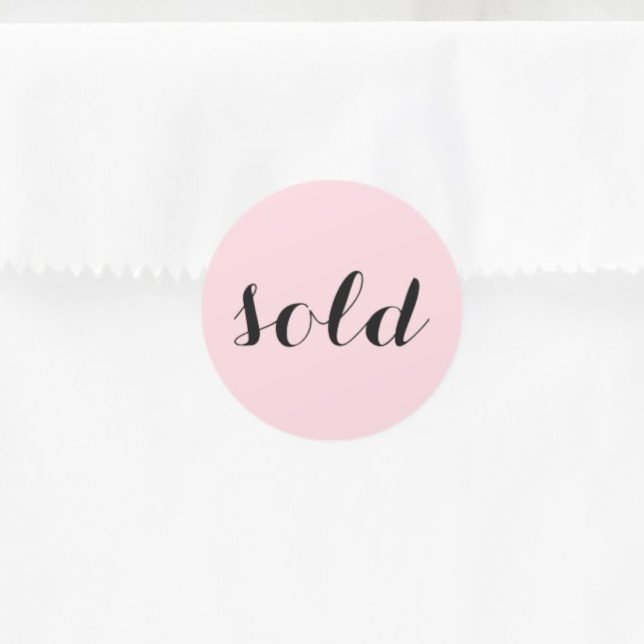  Blush Pink Handwriting Sold  Classic Round Sticker ("Everyday is abundantly beautiful." 
Sincerely Best Wishes from Lucky Design World)