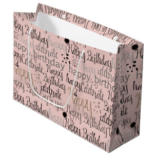 Blush Pink Happy Birthday Large Gift Bag