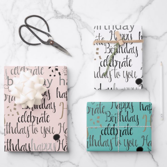 Blush Pink Happy Birthday   Wrapping Paper Sheet (Front)