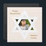 Blush Pink Happy Hanukkah Cute Photo<br><div class="desc">Elegant Blush Pink background. 
Personalise it with a favourite photo,  and customise it with a personal message and signoff.</div>