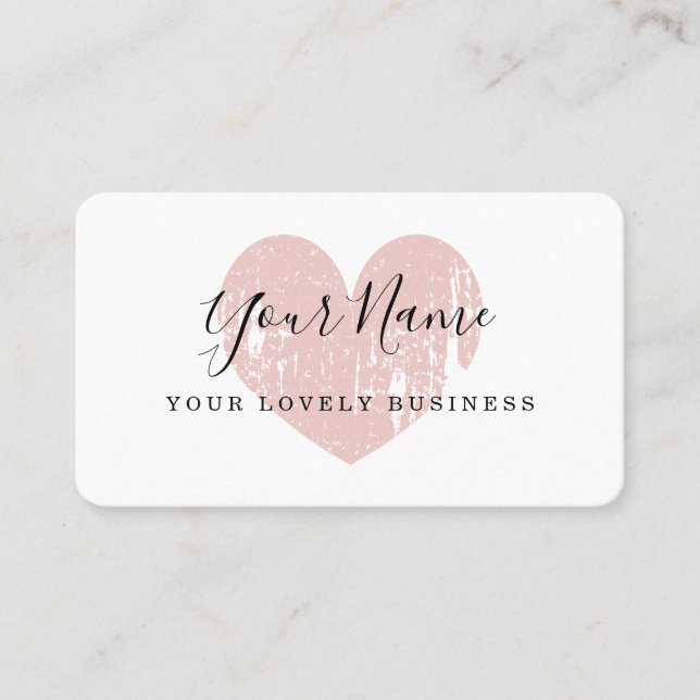 Blush pink heart beauty business card template (Front)