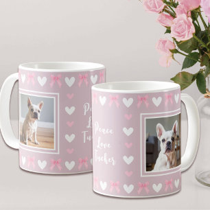  Blush Pink Heart Bow Dog Photo Coffee Mug