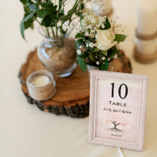 Blush Pink Heart Leaf Tree Table Number