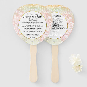 Blush Pink Heart Leaf Tree Wedding Program Hand Fan