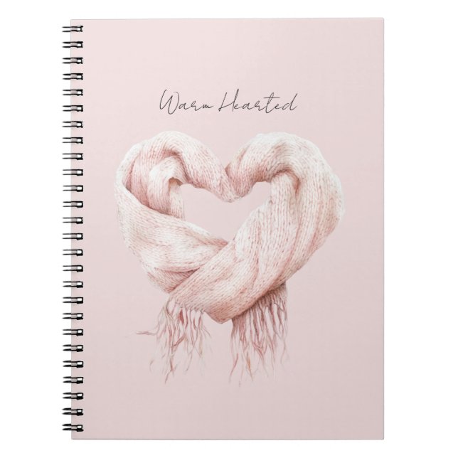 Blush Pink Heart Scarf Warm Heart Notebook (Front)