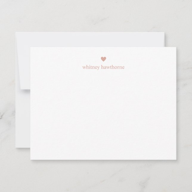 Blush Pink Heart Stationery Simple Minimalist Chic Card (Front)