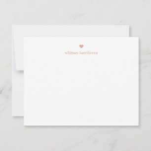 Blush Pink Heart Stationery Simple Minimalist Chic Card