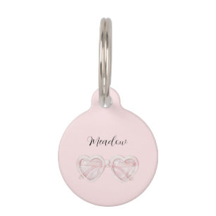 Blush Pink Heart Sunglasses Pet Tag