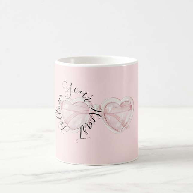 Blush Pink Heart Sunglasses Quote Coffee Mug (Center)