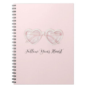 Blush Pink Heart Sunglasses Quote Notebook