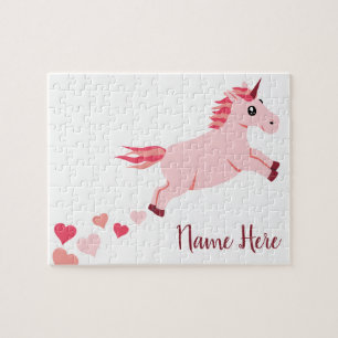Blush Pink Heart Unicorn Jigsaw Puzzle