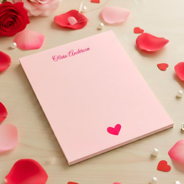 Blush Pink Heart Valentines Day Personalized Name Notepad (Creator Uploaded)